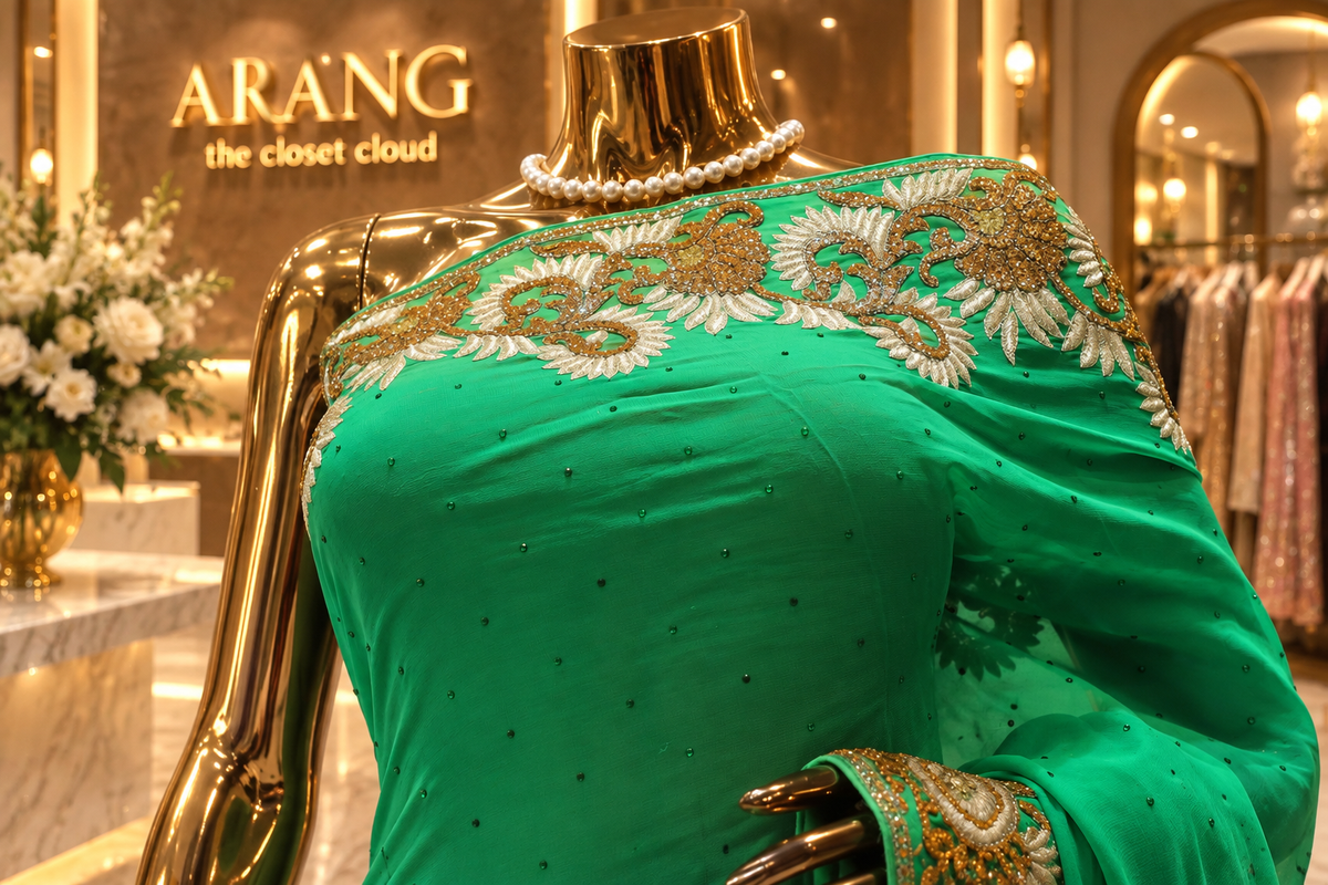 “The New Emerald Green” Premium Designer Saree