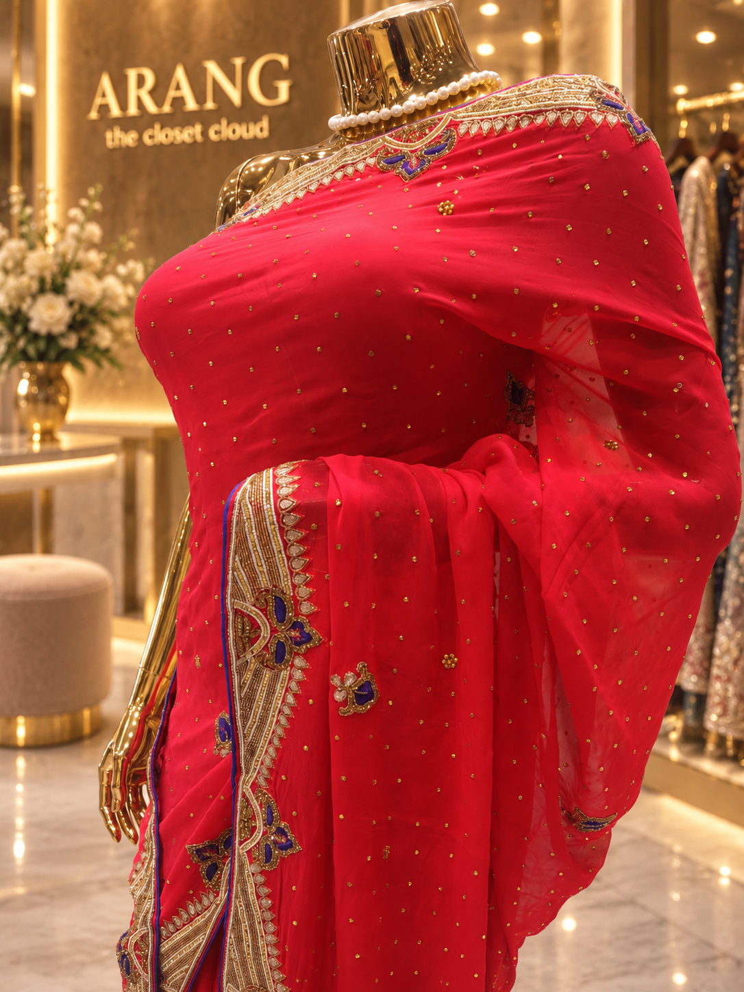 “The Bright Red" Premium Designer Saree