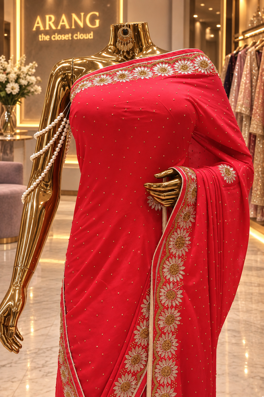 “The Scarlet Red” Premium Designer Saree