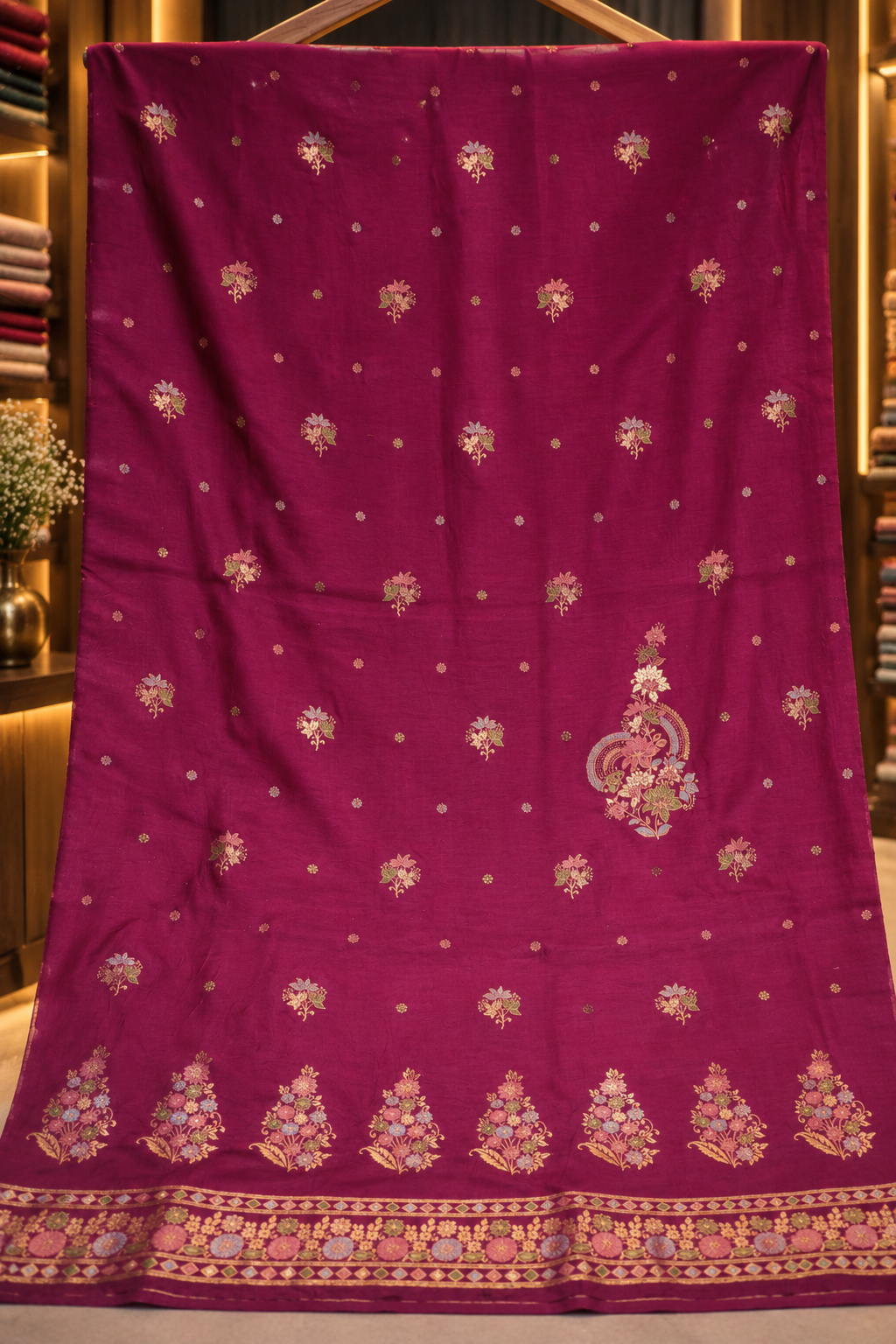 The Premium Designer Banarasi Silk Mina Kari Dress Material Suit