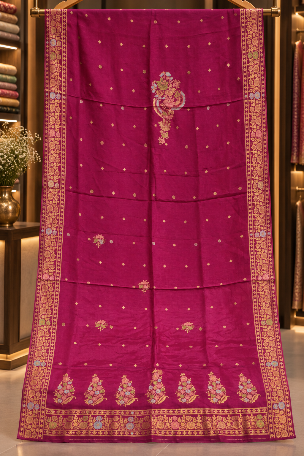 The Premium Designer Banarasi Silk Mina Kari Dress Material Suit