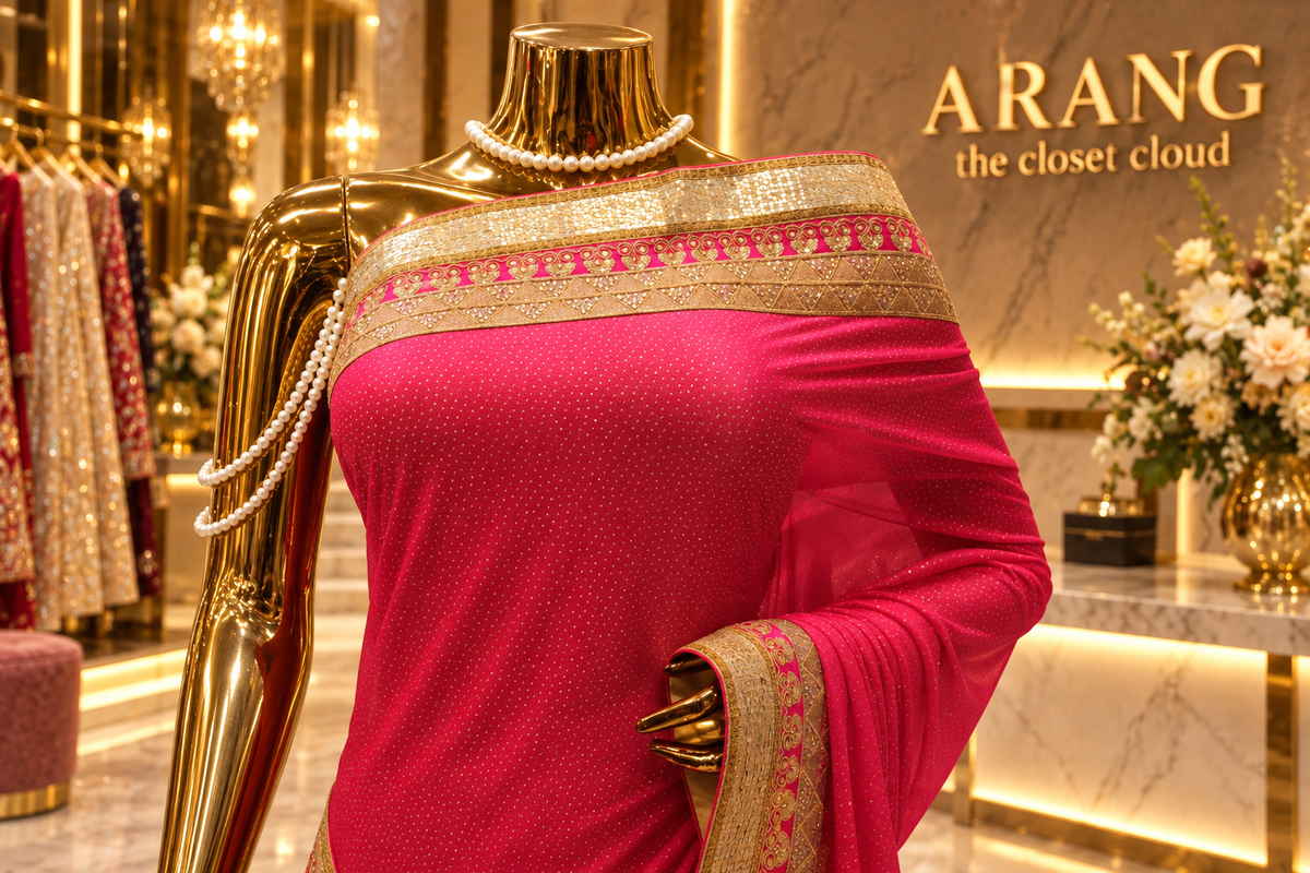 "The Luxury Pink & Golden" Premium Designer Saree