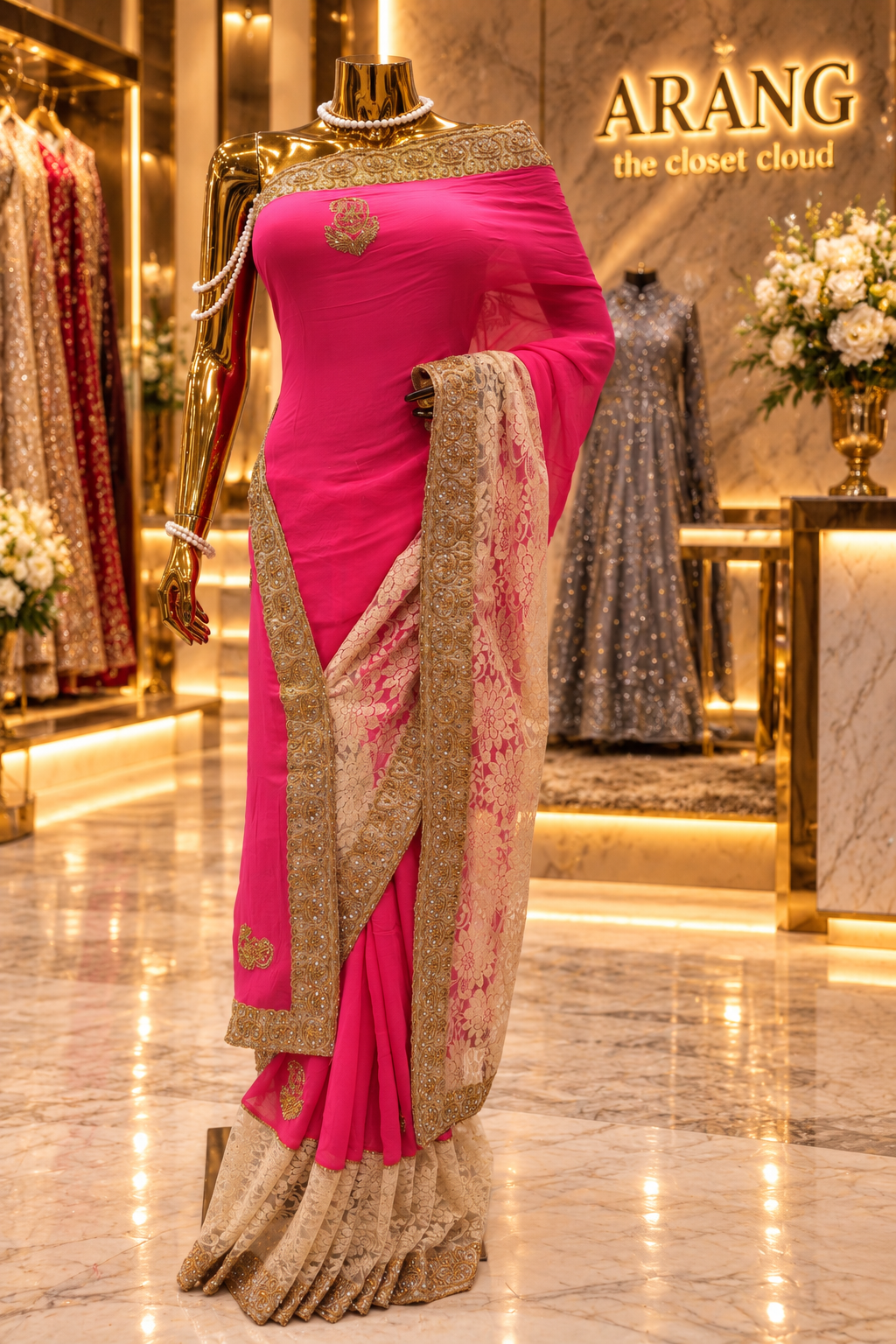 "The Fuchsia Pink" Premium Designer Saree
