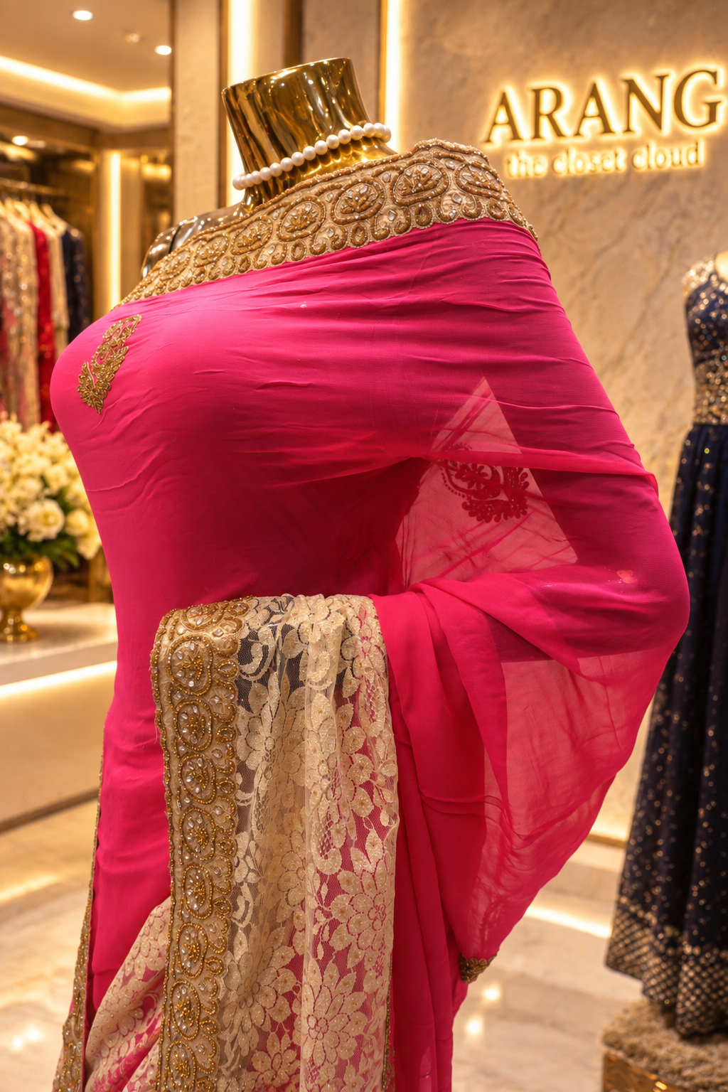 "The Fuchsia Pink" Premium Designer Saree