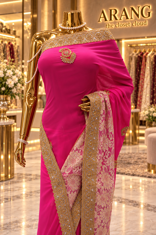 "The Rani Pink" Premium Designer Saree
