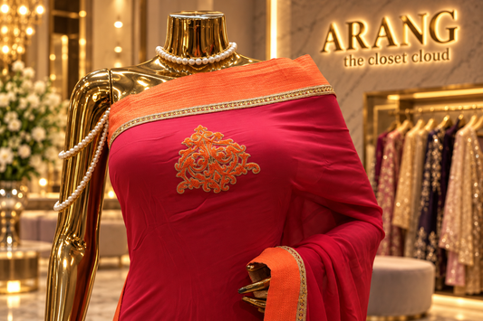 "The Crimson Flame" Premium Dual Shade Designer Saree