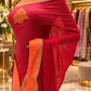 "The Crimson Flame" Premium Dual Shade Designer Saree