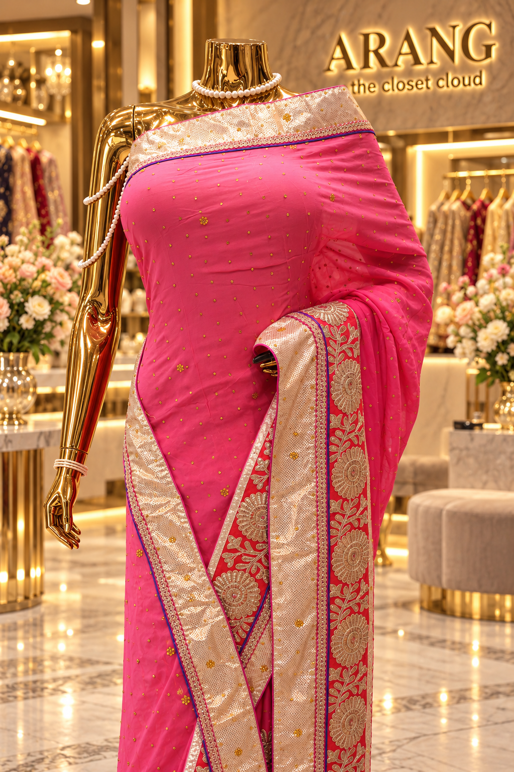 "The Fuchsia & Candy Pink" Premium Dual Shade Designer Saree