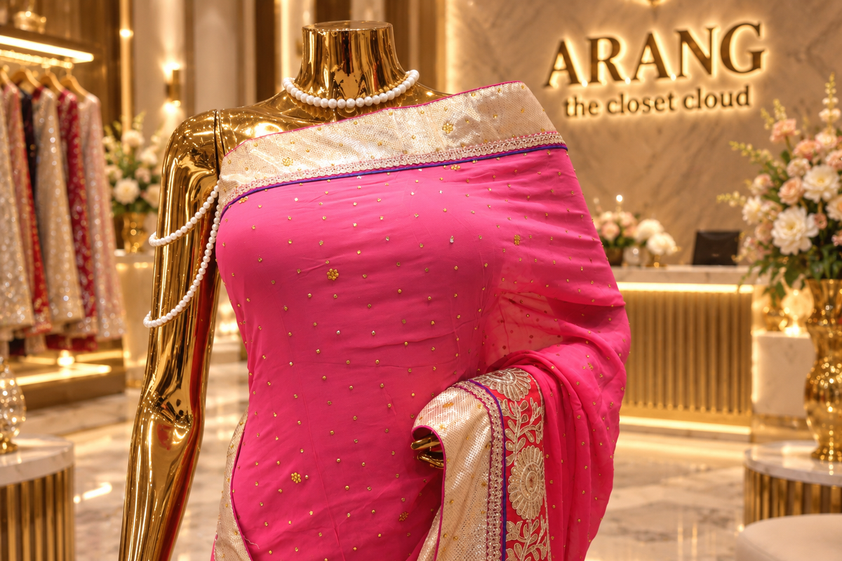 "The Fuchsia & Candy Pink" Premium Dual Shade Designer Saree