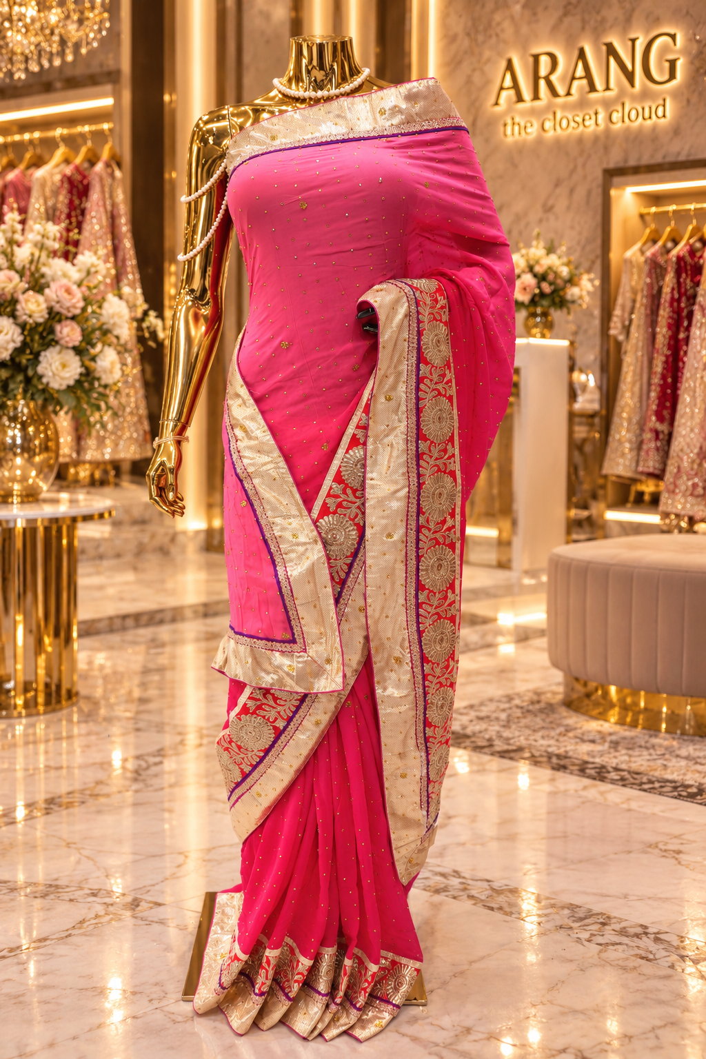 "The Fuchsia & Candy Pink" Premium Dual Shade Designer Saree