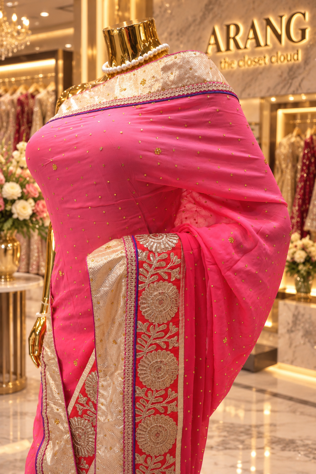 "The Fuchsia & Candy Pink" Premium Dual Shade Designer Saree