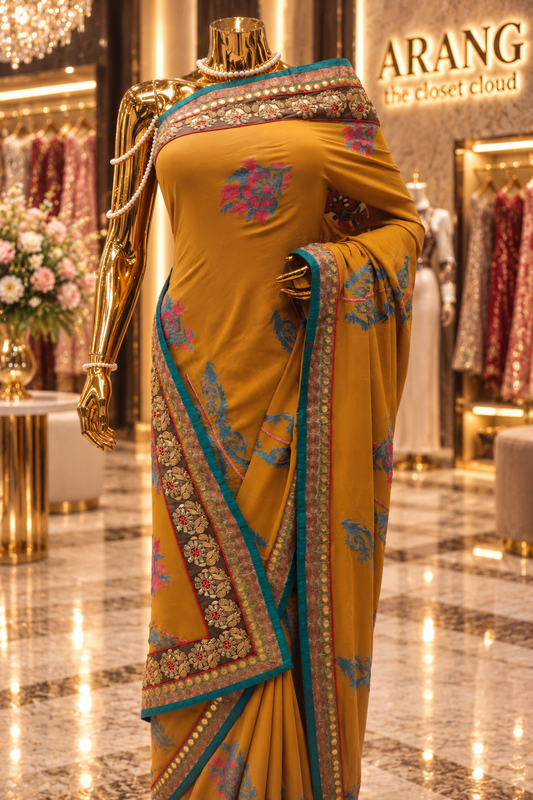 "The Mustard Golden" Premium Antique Designer Saree