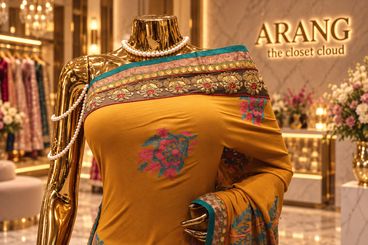 "The Mustard Golden" Premium Antique Designer Saree