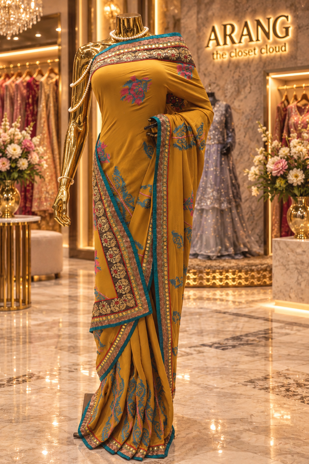 "The Mustard Golden" Premium Antique Designer Saree
