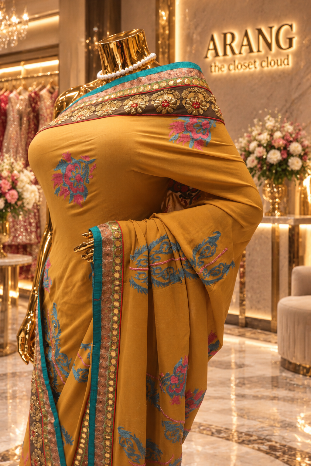 "The Mustard Golden" Premium Antique Designer Saree