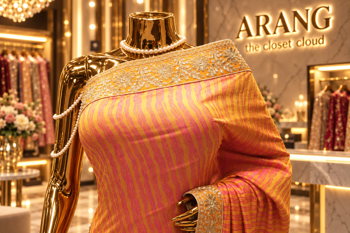 "The Sunset Ombre" Premium Vibrant Dual-Tone Designer Saree