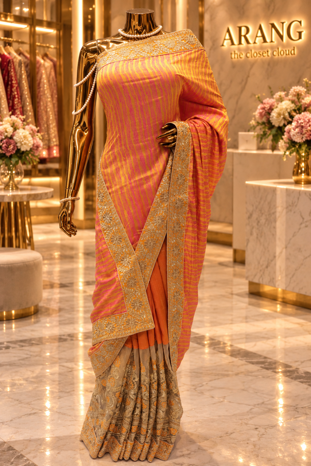 "The Sunset Ombre" Premium Vibrant Dual-Tone Designer Saree