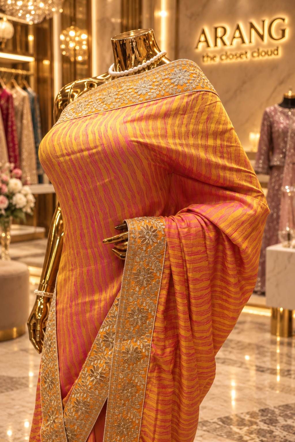 "The Sunset Ombre" Premium Vibrant Dual-Tone Designer Saree