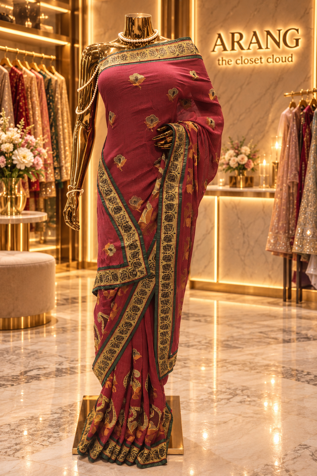 "The Berry Red" Premium Designer Saree