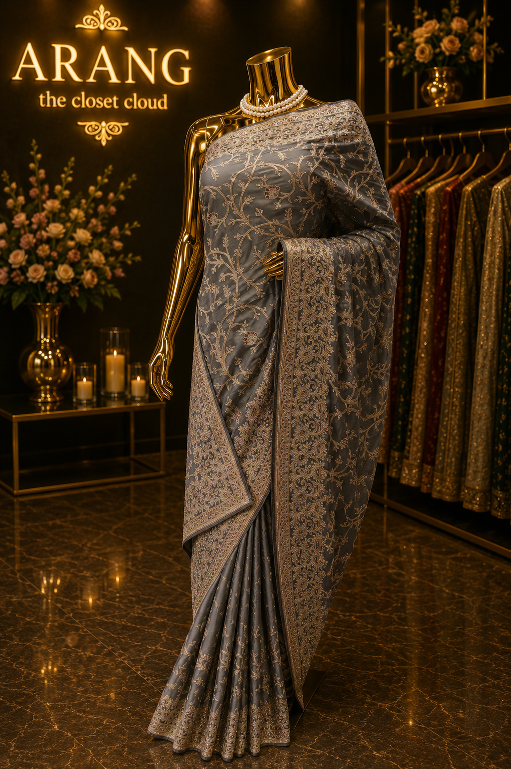 "The Charcoal Gray" Premium Designer Saree