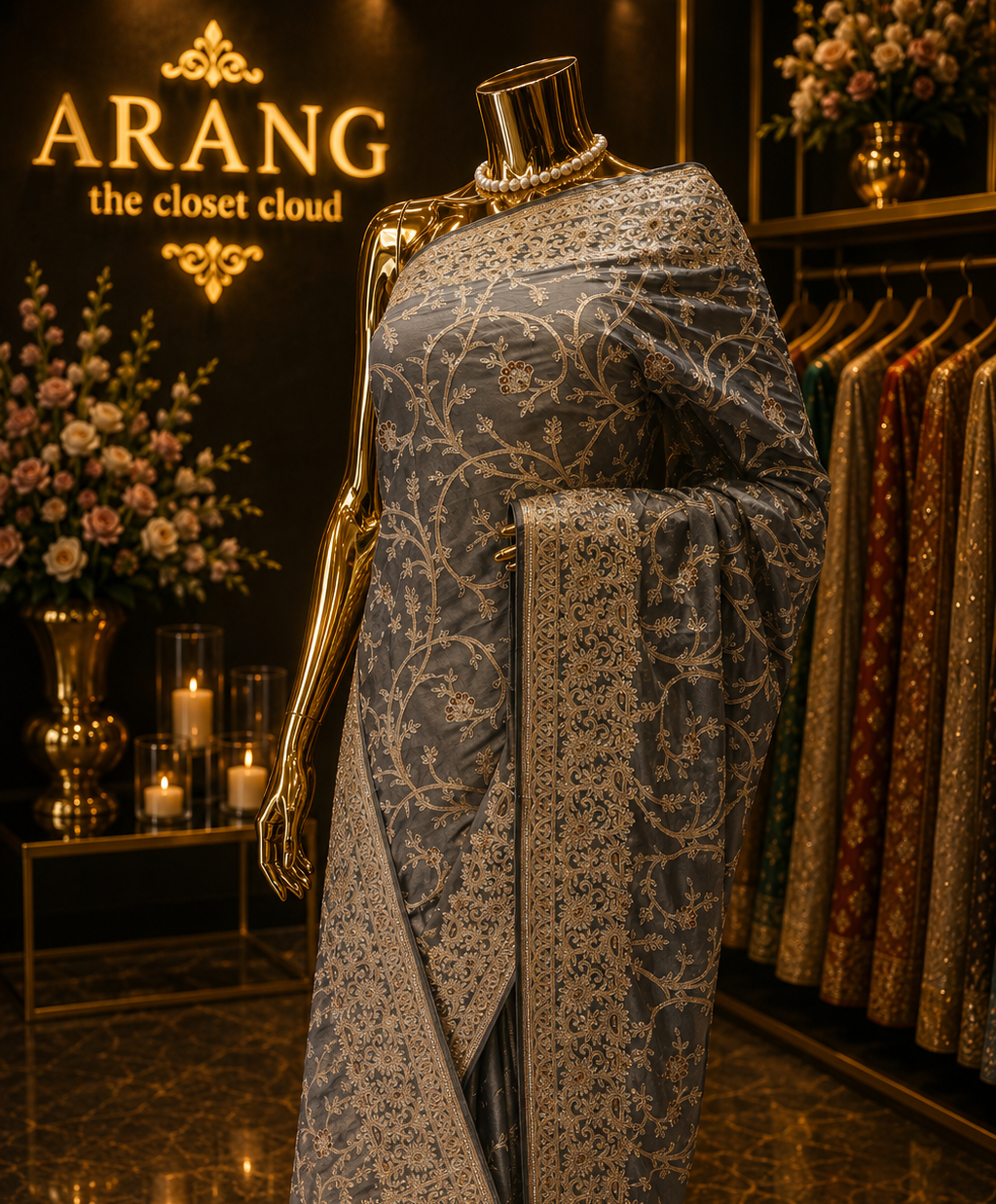 "The Charcoal Gray" Premium Designer Saree
