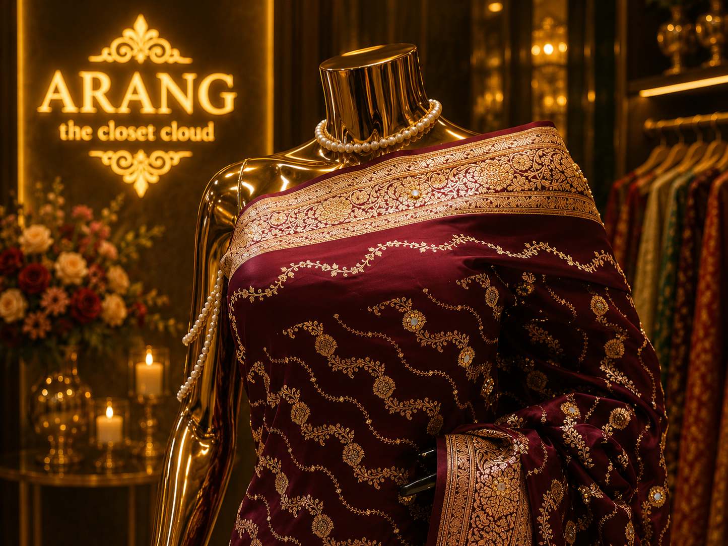 “The Dark Maroon” Premium Banarasi Katan Silk Saree