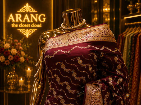 “The Dark Maroon” Premium Banarasi Katan Silk Saree