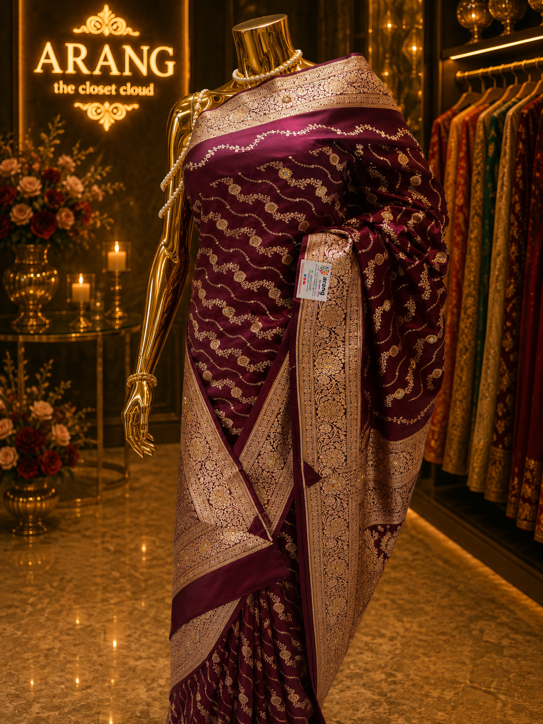 “The Dark Maroon” Premium Banarasi Katan Silk Saree