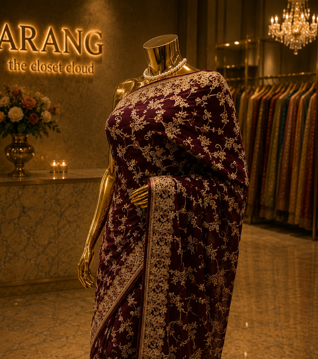 “The Mulberry Splash” Premium Designer Saree