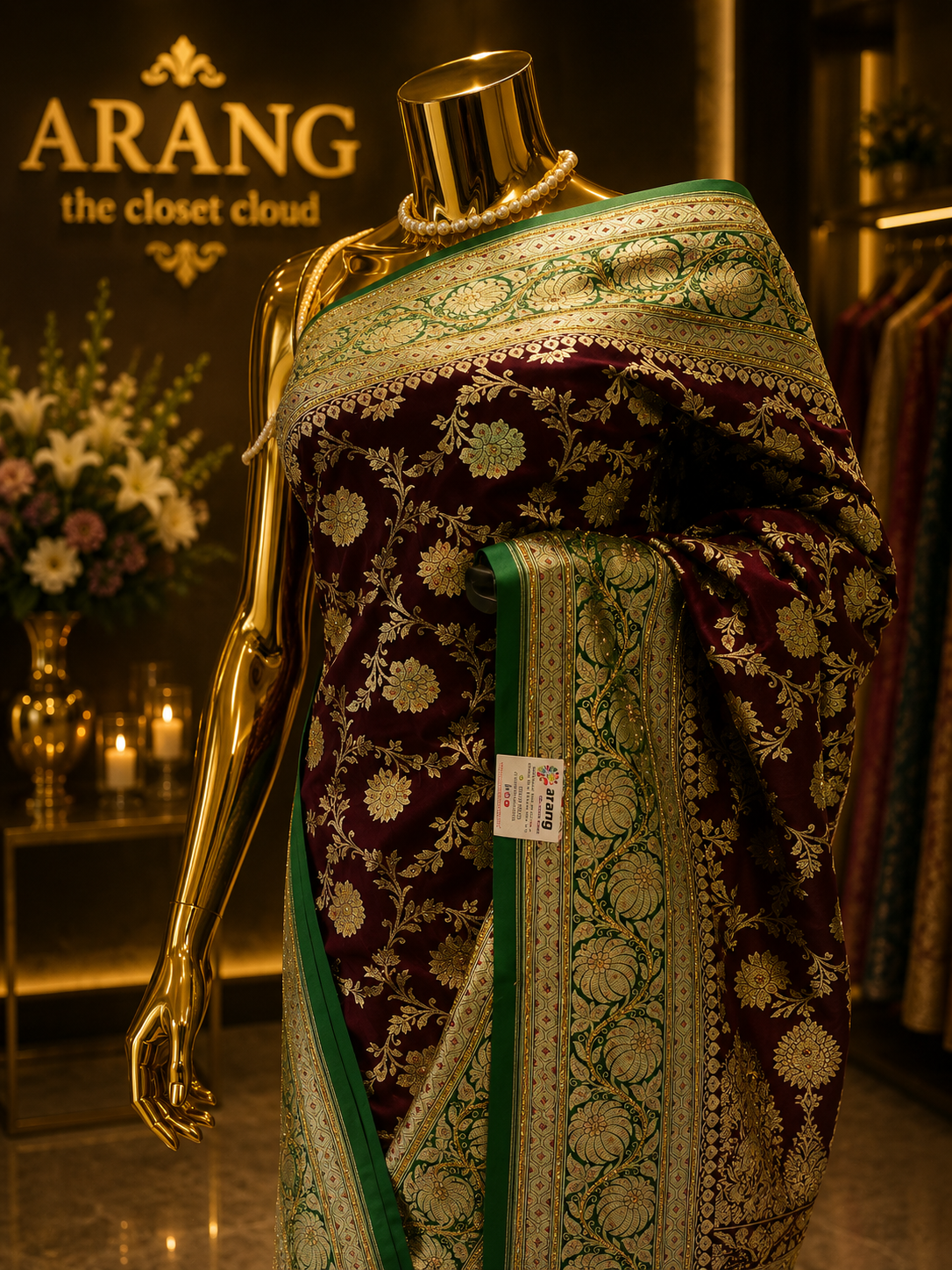 “The Garnet Duet” Premium Banarasi Silk Saree