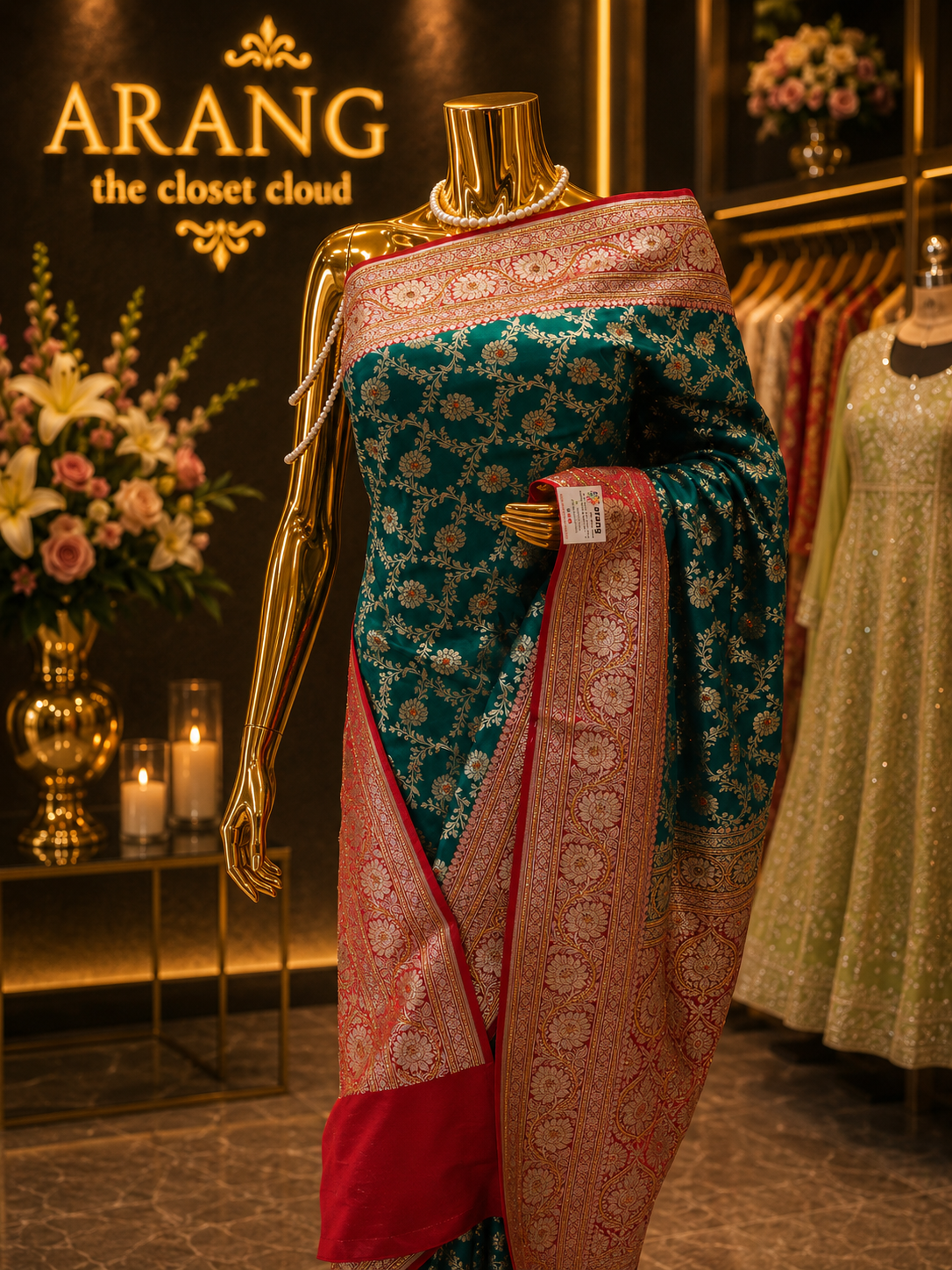 “The Persian Green” Premium Banarasi Silk Sare