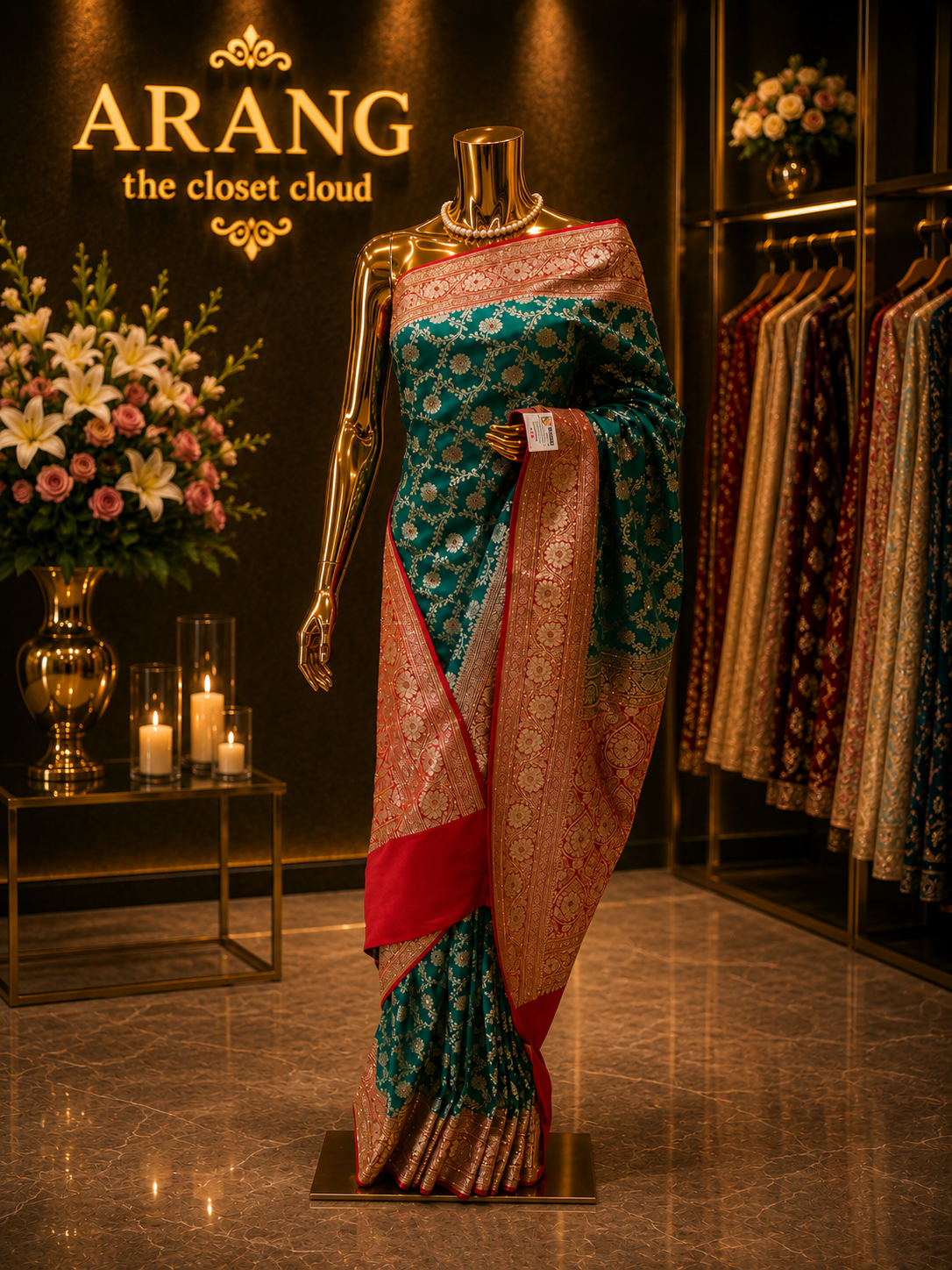 “The Persian Green” Premium Banarasi Silk Sare