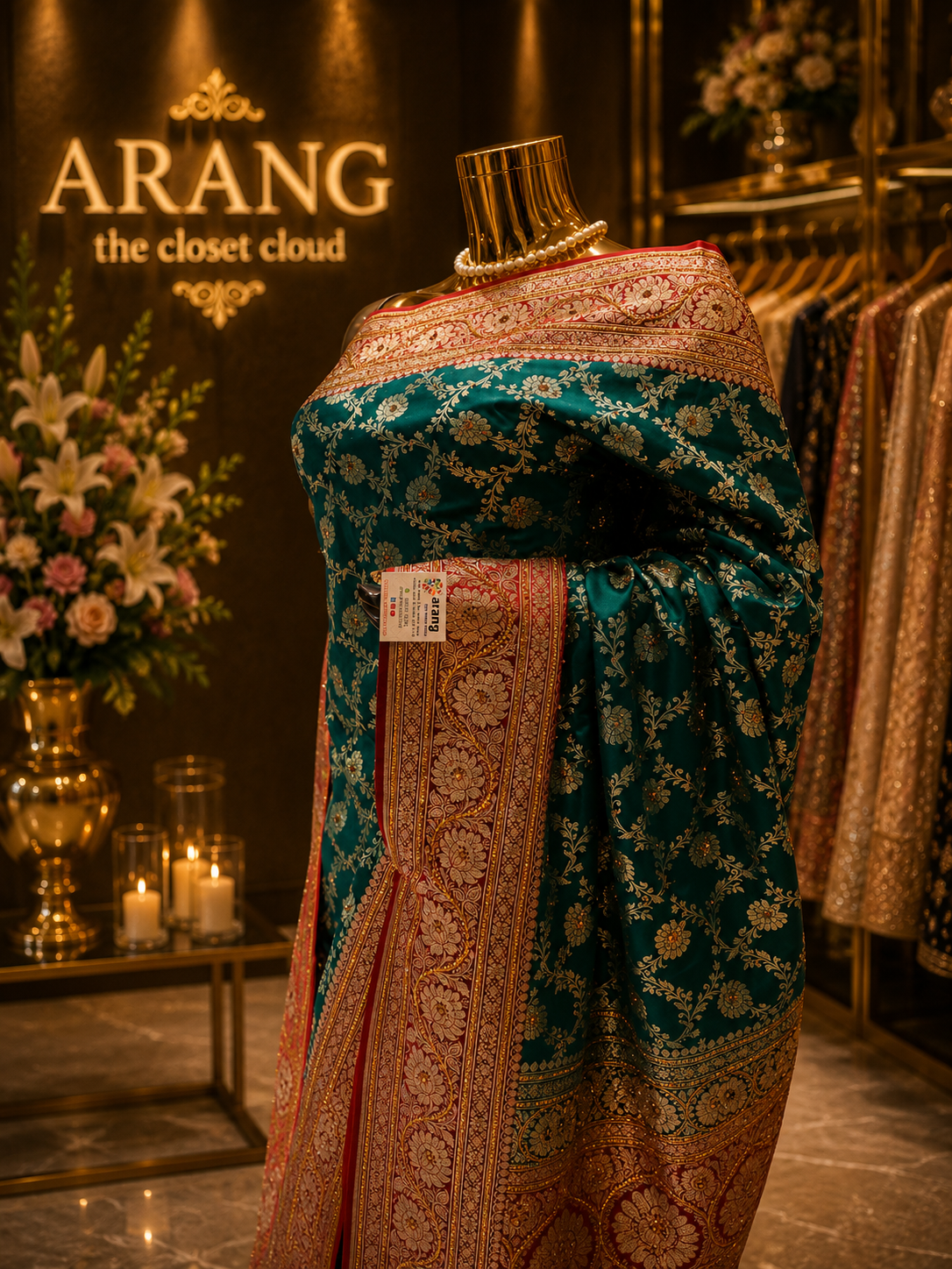 “The Persian Green” Premium Banarasi Silk Sare