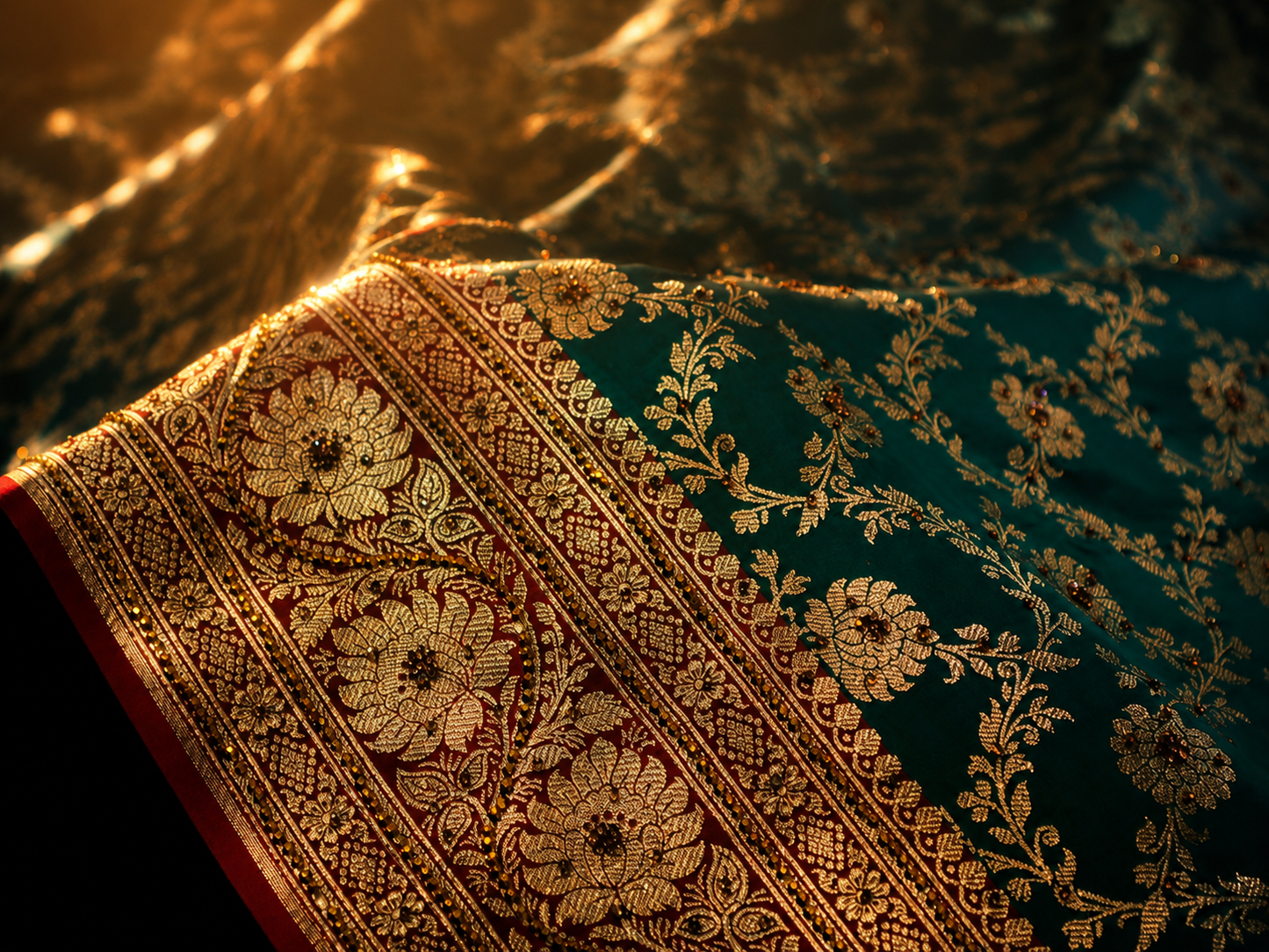 “The Persian Green” Premium Banarasi Silk Sare