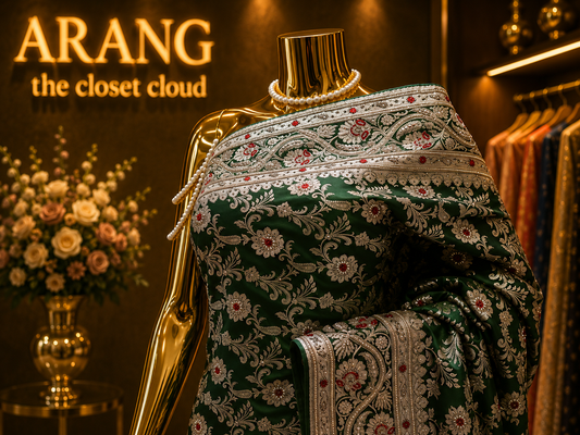 “The Green Moissanite” Premium Banarasi Silk Saree