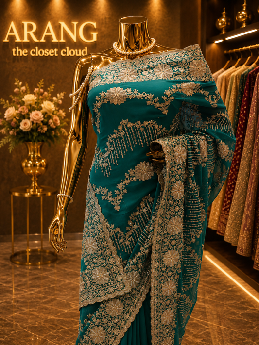 “The Cerulean Blue” Premium Designer Saree