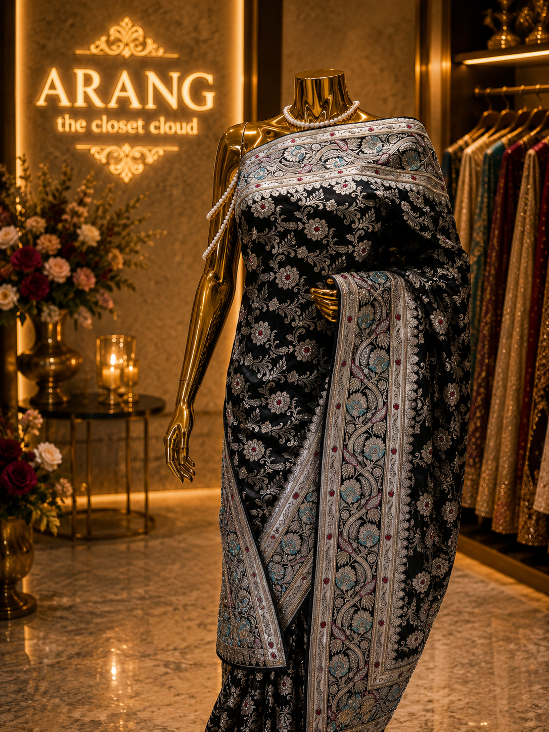 “The Midnight Black” Premium Banarasi Silk Saree