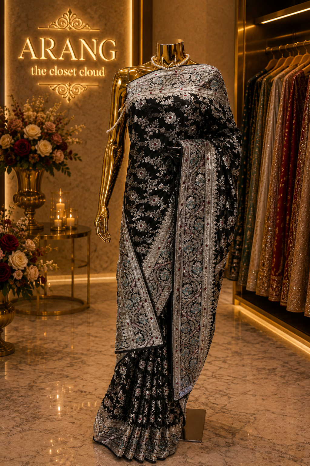 “The Midnight Black” Premium Banarasi Silk Saree