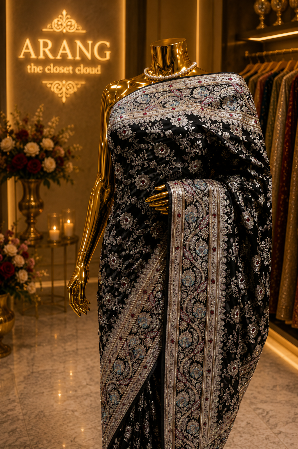 “The Midnight Black” Premium Banarasi Silk Saree