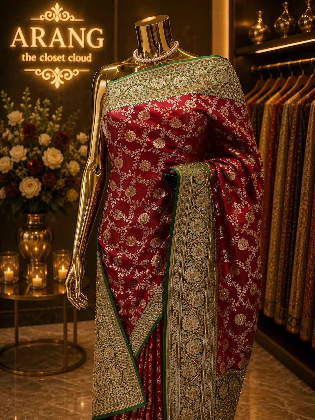 “The Mahogany Duet” Premium Banarasi Silk Saree