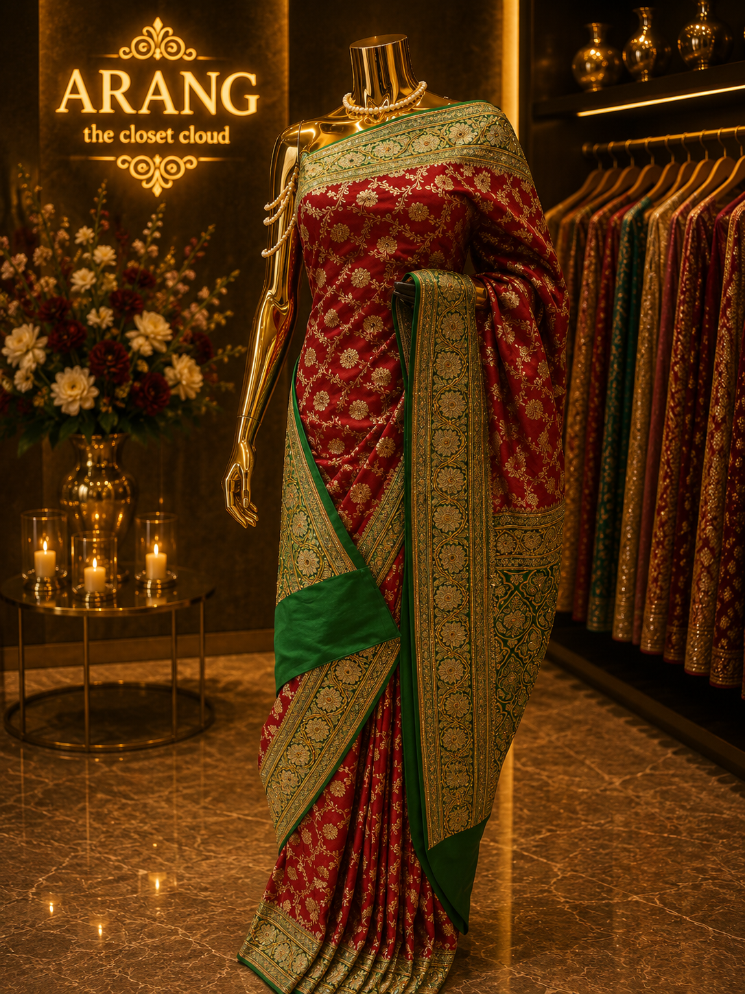 “The Mahogany Duet” Premium Banarasi Silk Saree