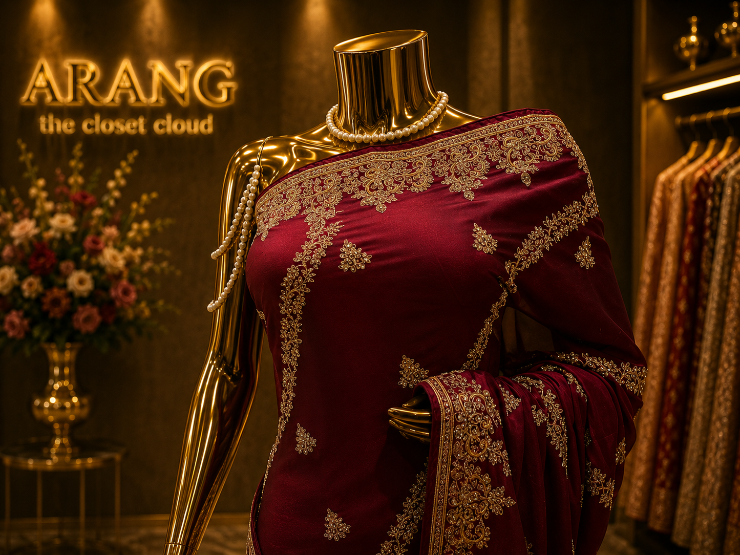 “The Rose Wine” Premium Designer Saree