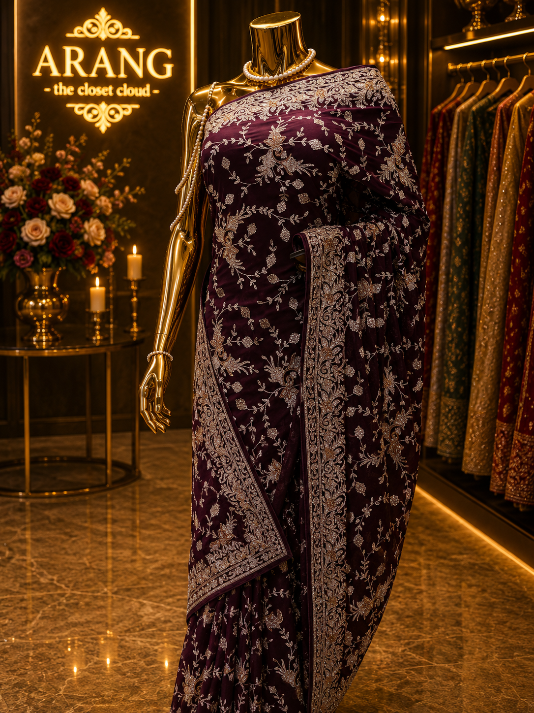 “The Deep Wine” Premium Designer Saree