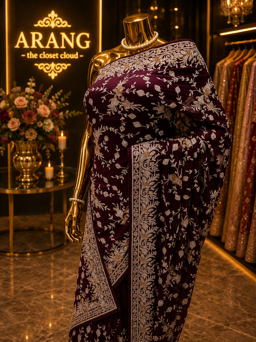 “The Deep Wine” Premium Designer Saree