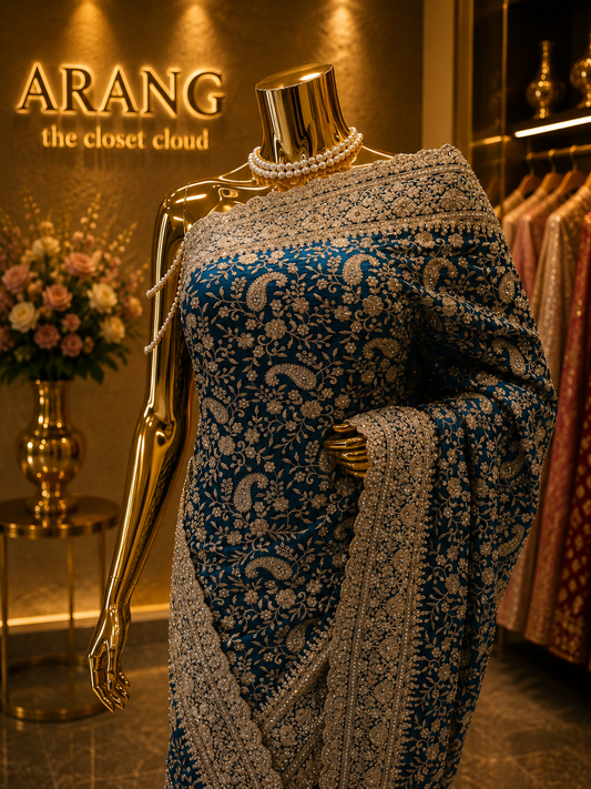 “The Aquamarine Blue” Premium Designer Saree