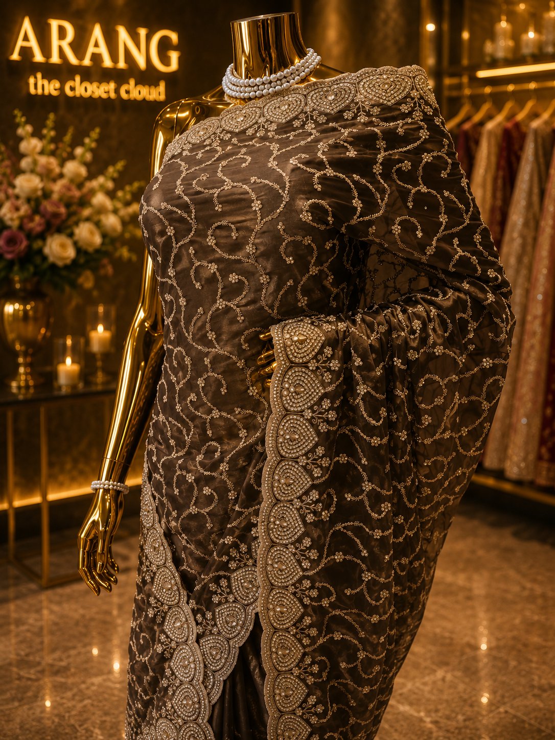 “The Metallic Gray” Premium Designer Saree