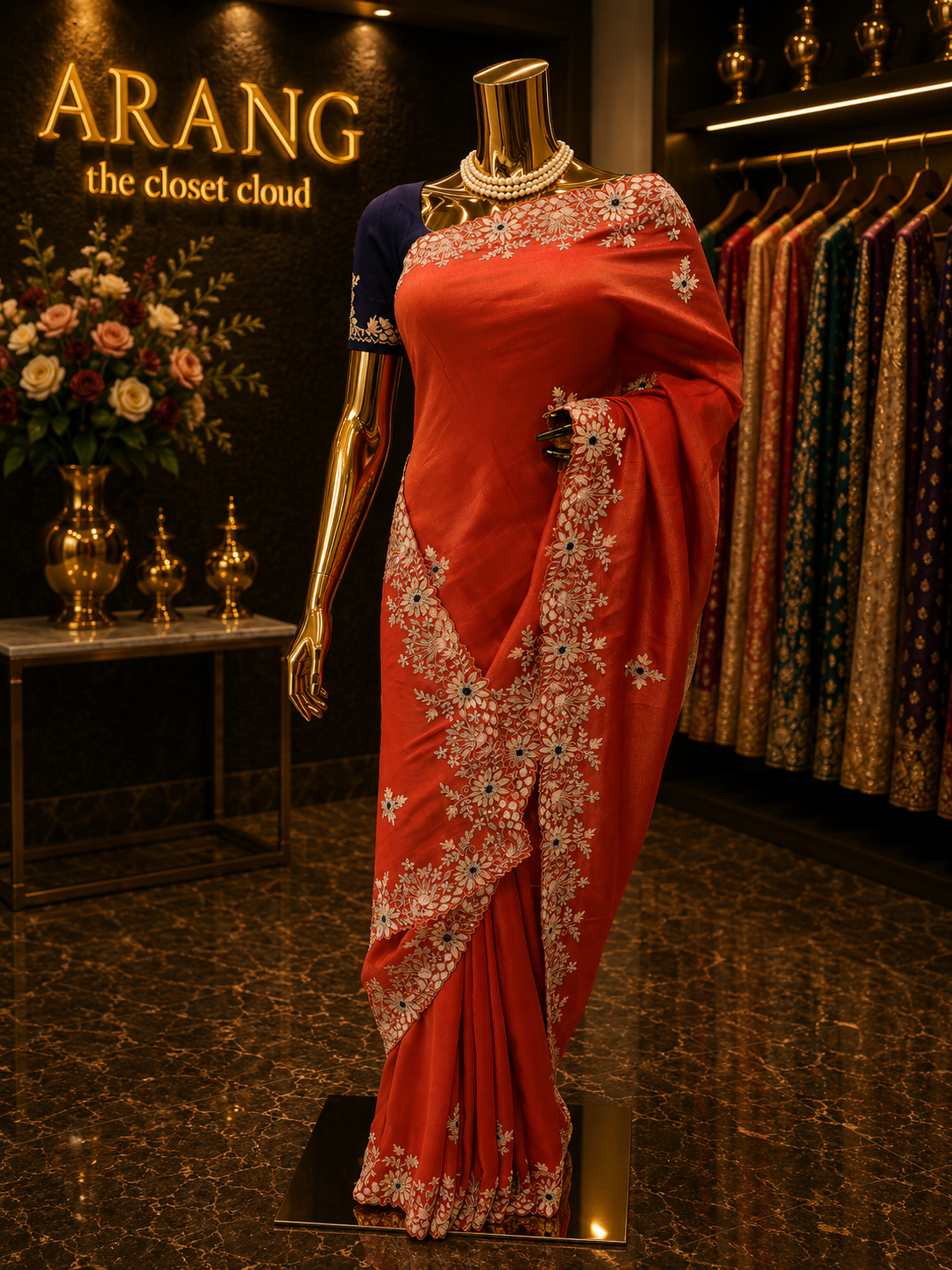 “The Exquisite Rusty Red” Premium Designer Saree