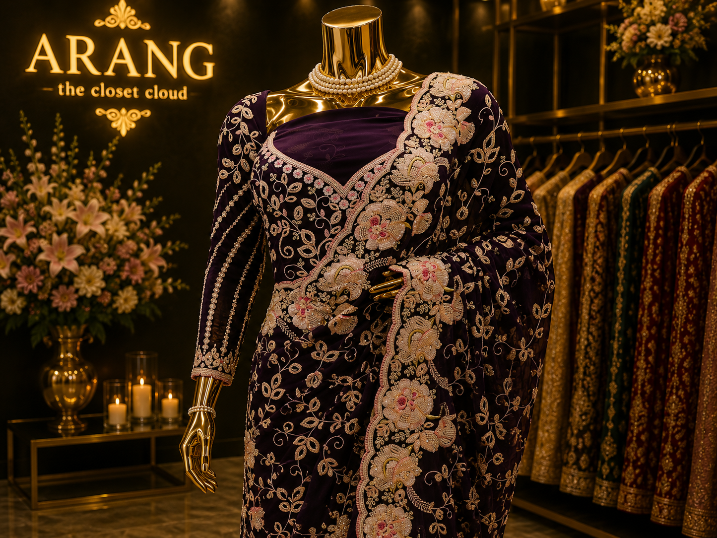 “The Midnight Bloom” Premium Designer Saree
