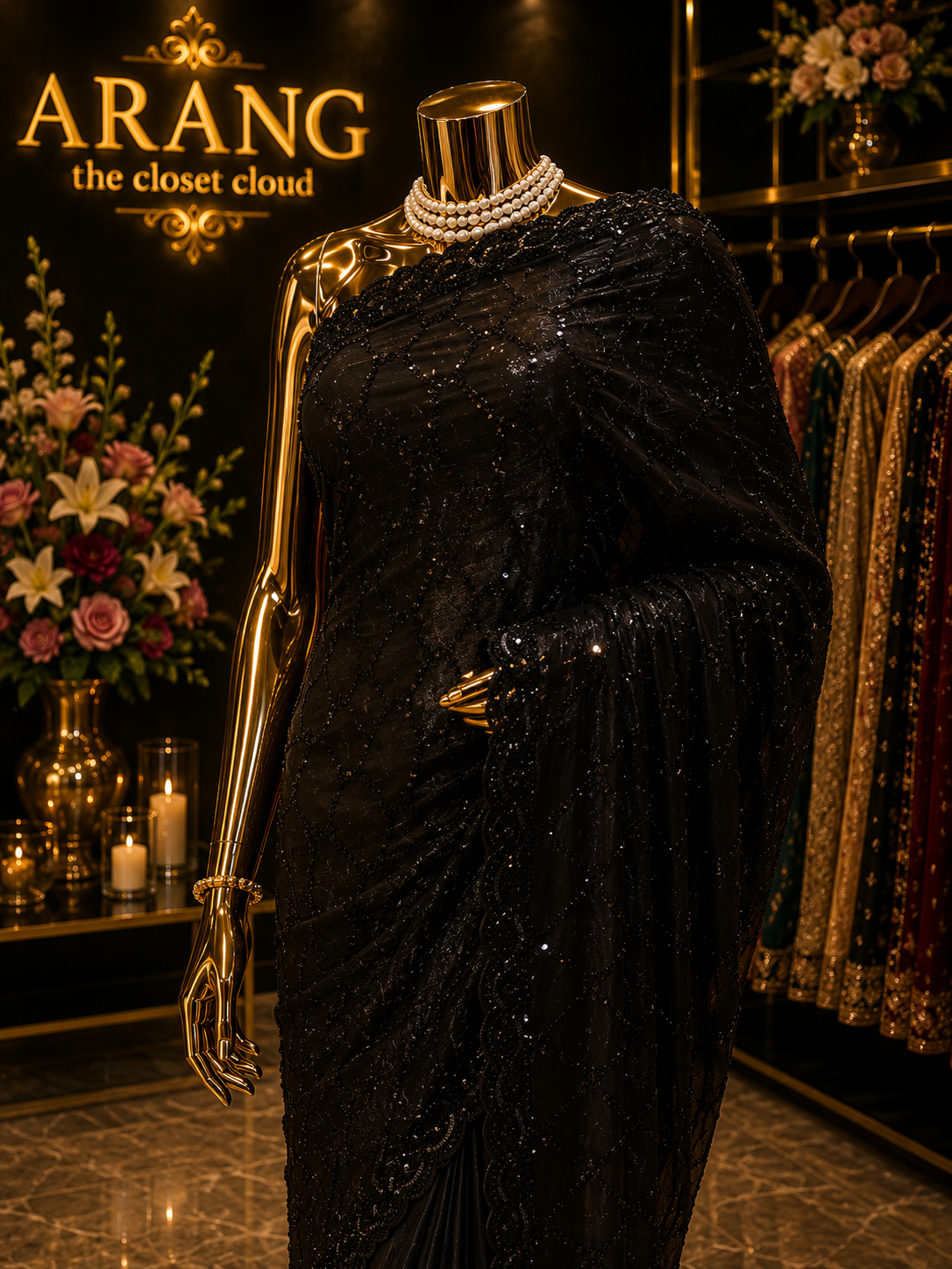“The Pure Black” Premium Designer Saree