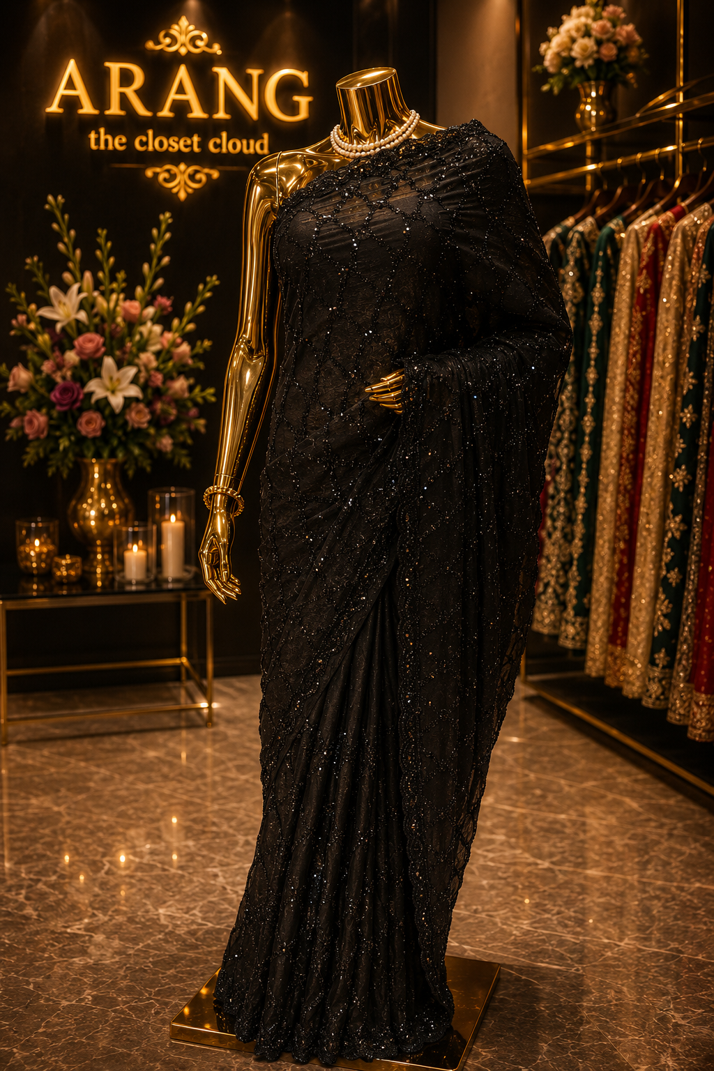 “The Pure Black” Premium Designer Saree